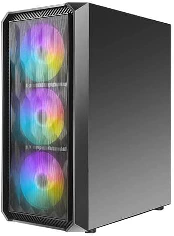 Filecoin Mining PC2 server – Mid range Custom made from Wemine Special, a sleek tower server with a transparent side panel showcasing three vibrant, multicolored fans. The exterior is predominantly black with a modern design, indicating a custom build tailored for the specific requirements of Filecoin mining operations.