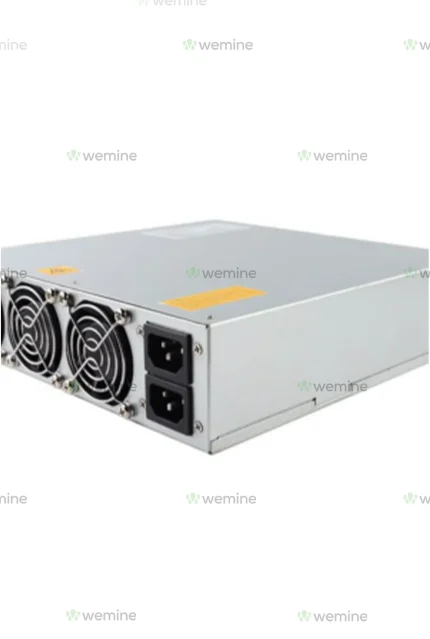 Wemine silver server unit with dual cooling fans and dual power supply connectors, built for high-performance computing and mining tasks