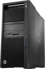 A black HP Z440 Workstation tower with a vertical ribbed front panel, HP logo on the top bay, a set of USB ports and power button on the front.