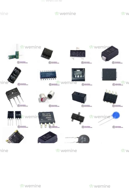 Assortment of Wemine electronic components, including capacitors, relays, and integrated circuits, essential for advanced electronic manufacturing and mining operations.