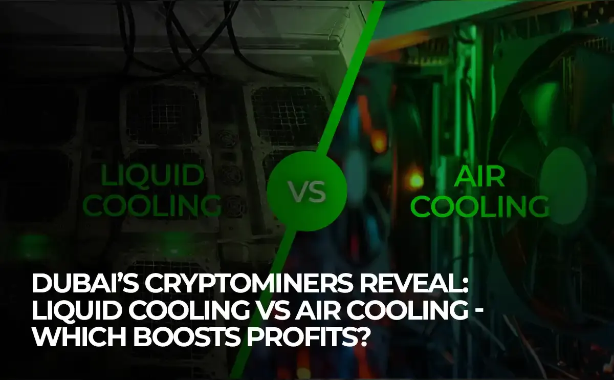 wemine crypto mining setup in Dubai, comparing liquid cooling and air cooling for higher efficiency and profits.